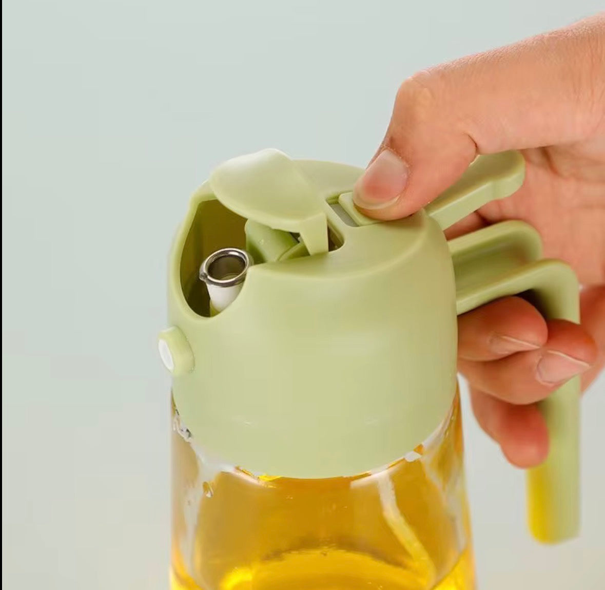470ml Big Capacity Two-in-one Multi-functional Glass Oil Bottle Cooking Kitchen Salad BBQ Transparent Bottle Body
