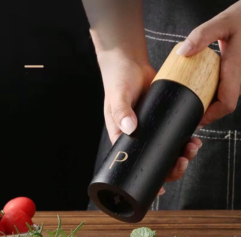 Custom Creative Wooden Spice Grinder Set Salt and Pepper Mill Shaker for Kitchen Cooking Tools