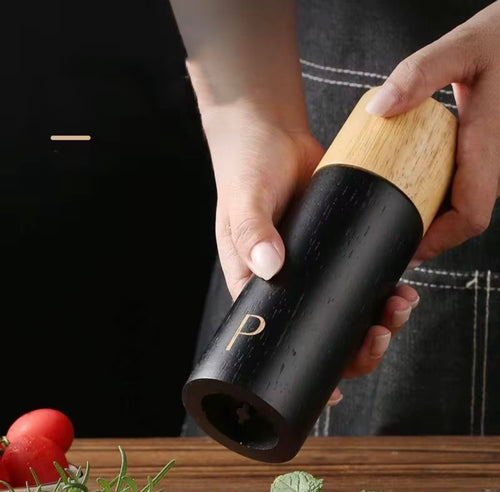 Custom Creative Wooden Spice Grinder Set Salt and Pepper Mill Shaker for Kitchen Cooking Tools