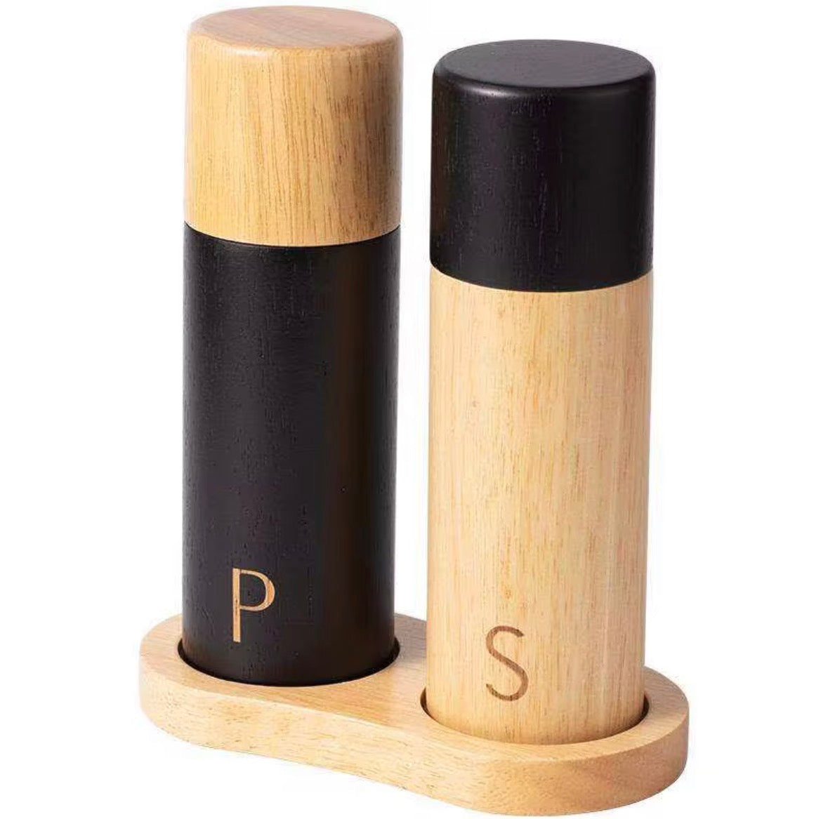 Custom Creative Wooden Spice Grinder Set Salt and Pepper Mill Shaker for Kitchen Cooking Tools