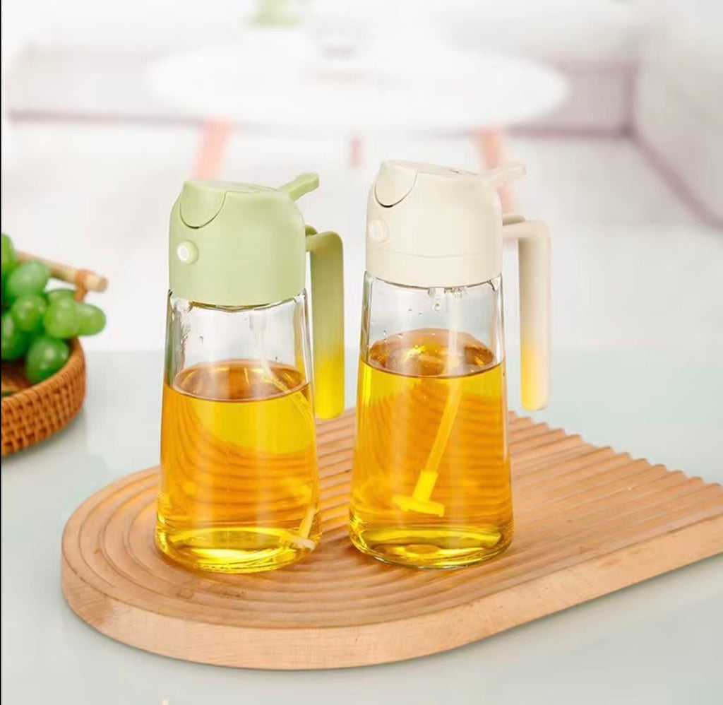 470ml Big Capacity Two-in-one Multi-functional Glass Oil Bottle Cooking Kitchen Salad BBQ Transparent Bottle Body