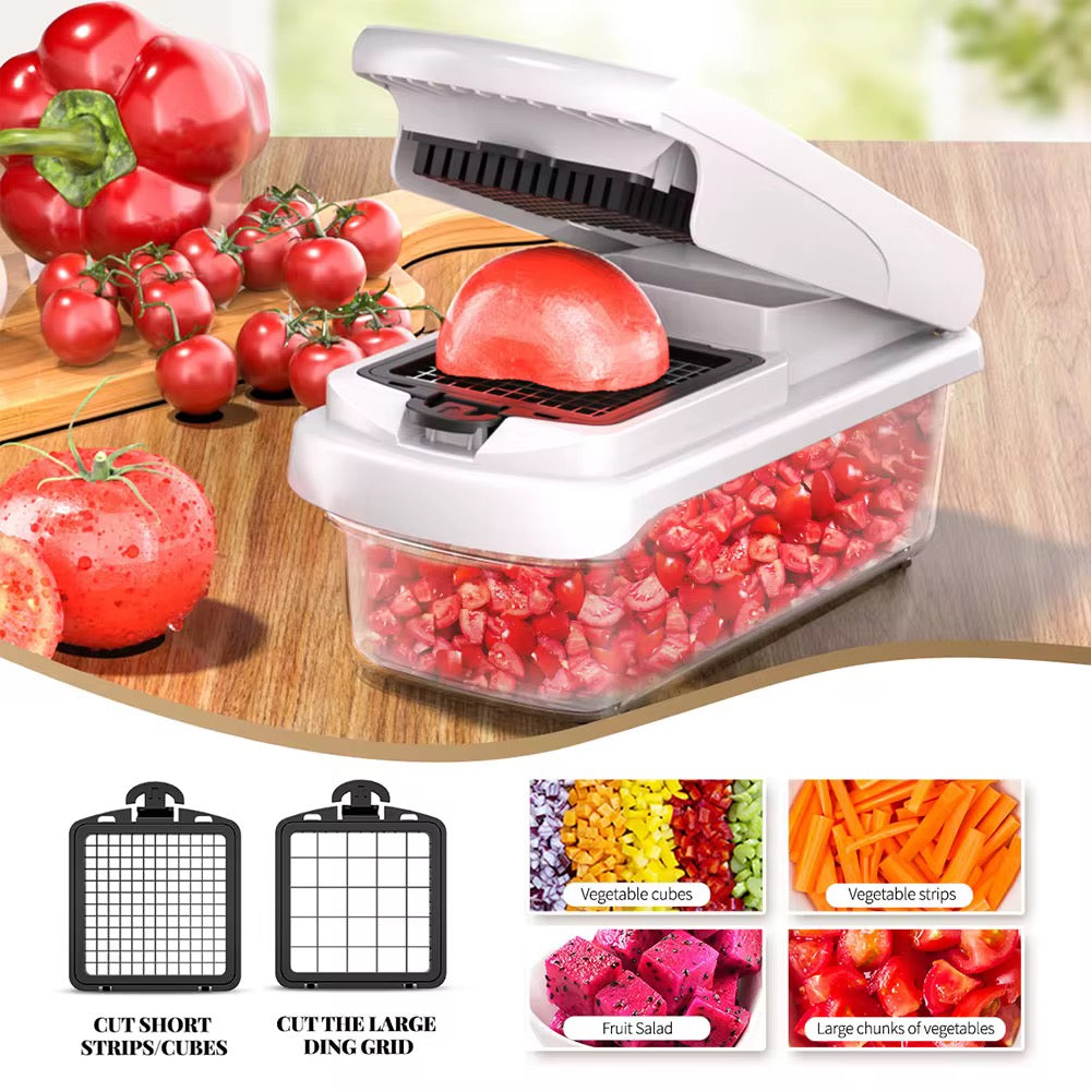 15-in-1 Multifunctional Food Chopper Professional Onion Chopper with 6 Blades Vegetable Cutter with Container for Salad