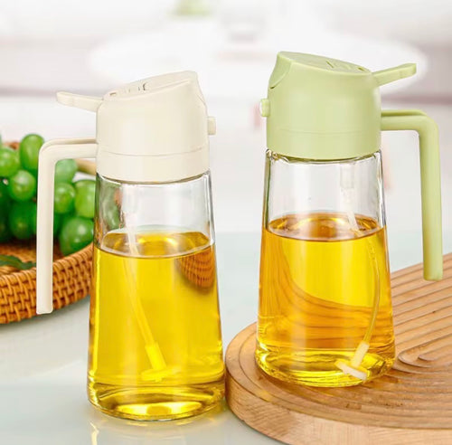470ml Big Capacity Two-in-one Multi-functional Glass Oil Bottle Cooking Kitchen Salad BBQ Transparent Bottle Body
