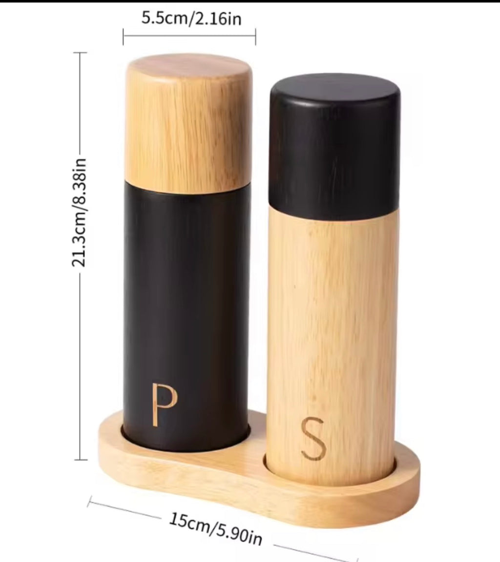 Custom Creative Wooden Spice Grinder Set Salt and Pepper Mill Shaker for Kitchen Cooking Tools